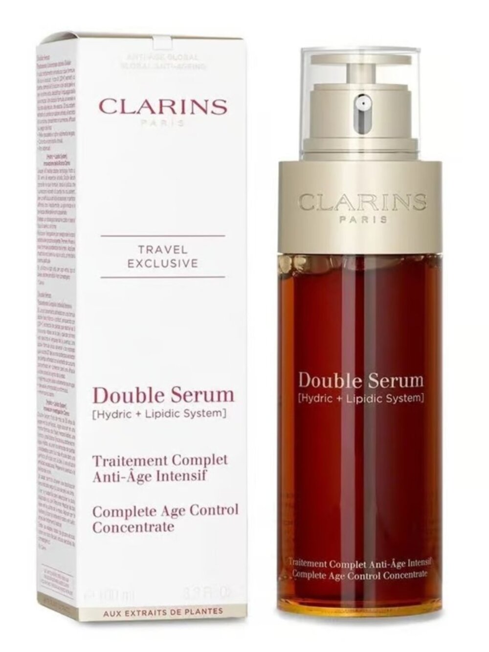 Clarins Double Serum Anti-Aging Concentrate 3.3oz 100ml Sealed Travel Exclusive